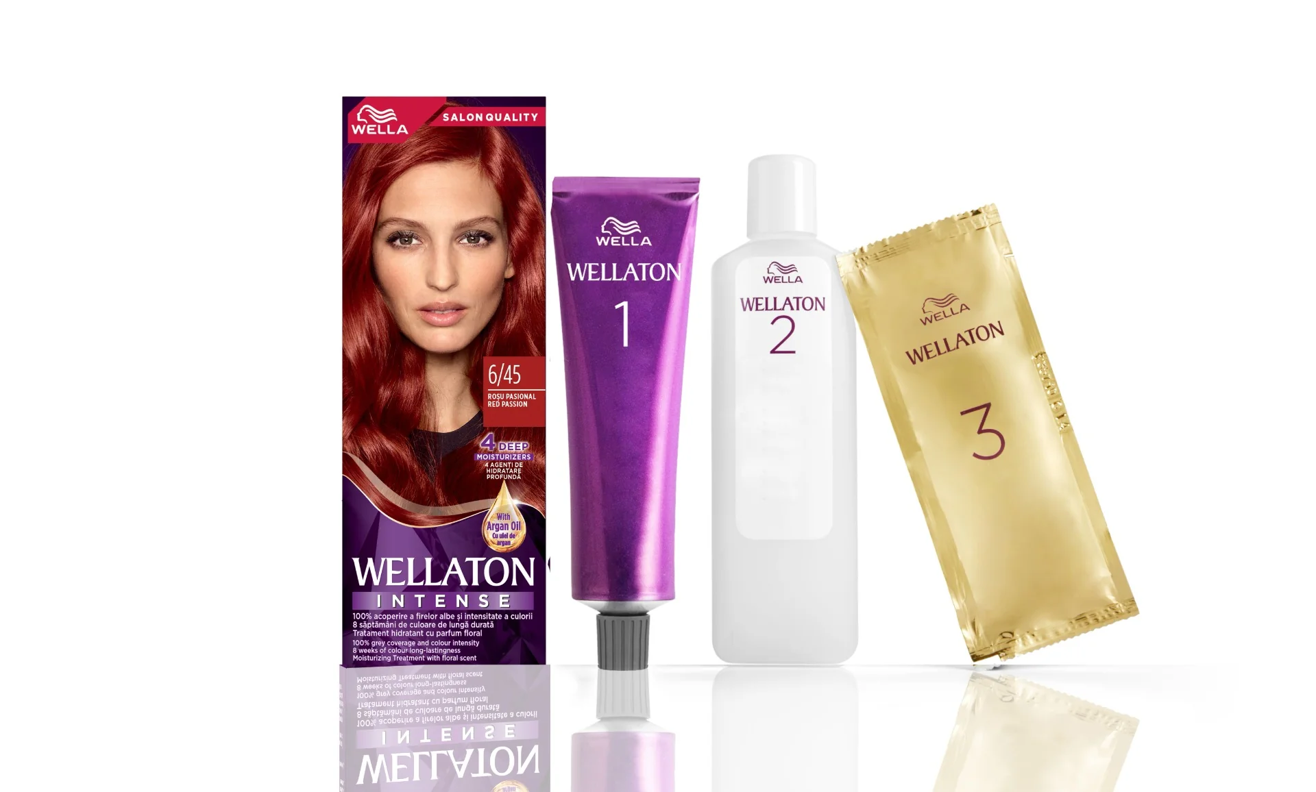 Vopsea de par permanenta Rosu Pasional 6.45 Wellaton, 110ml, Wella