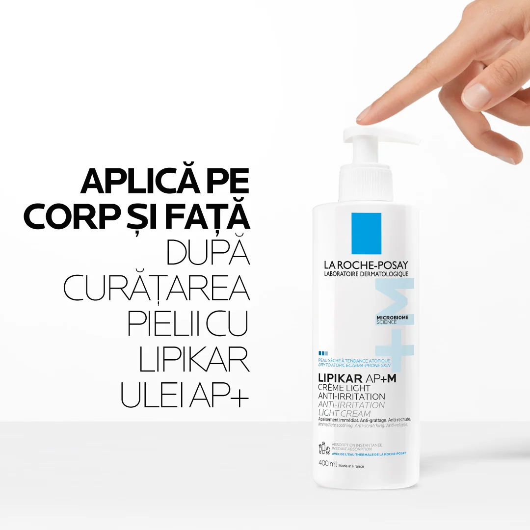 Crema Light AP+M Lipikar balsam cu tripla actiune si textura lejera, 400ml, La Roche Posay