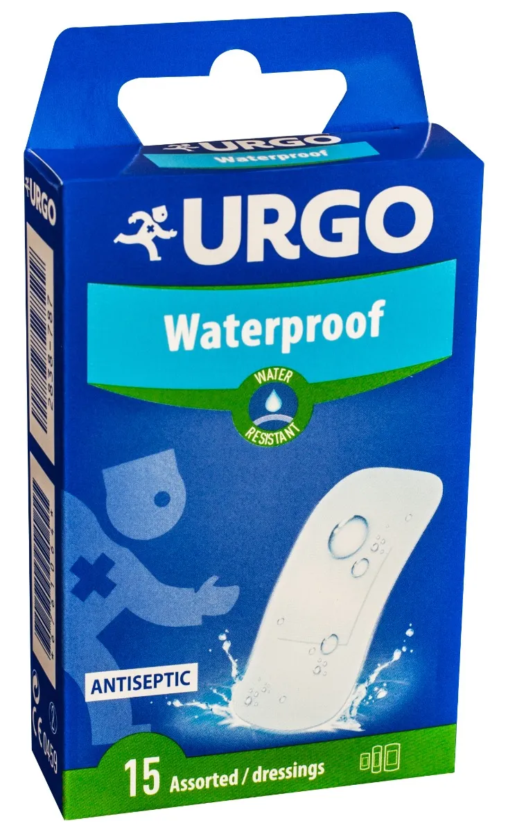 Plasturi antiseptici rezistenti la apa, 15 bucati, Urgo