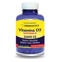 Vitamina D3 Naturala 3000 UI, 120 capsule vegetale, Herbagetica