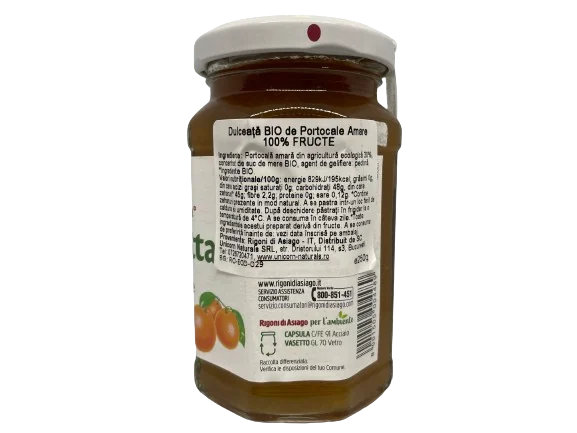 Dulceata Bio de portocale fara zahar, 260g, Rigoni di Asiago