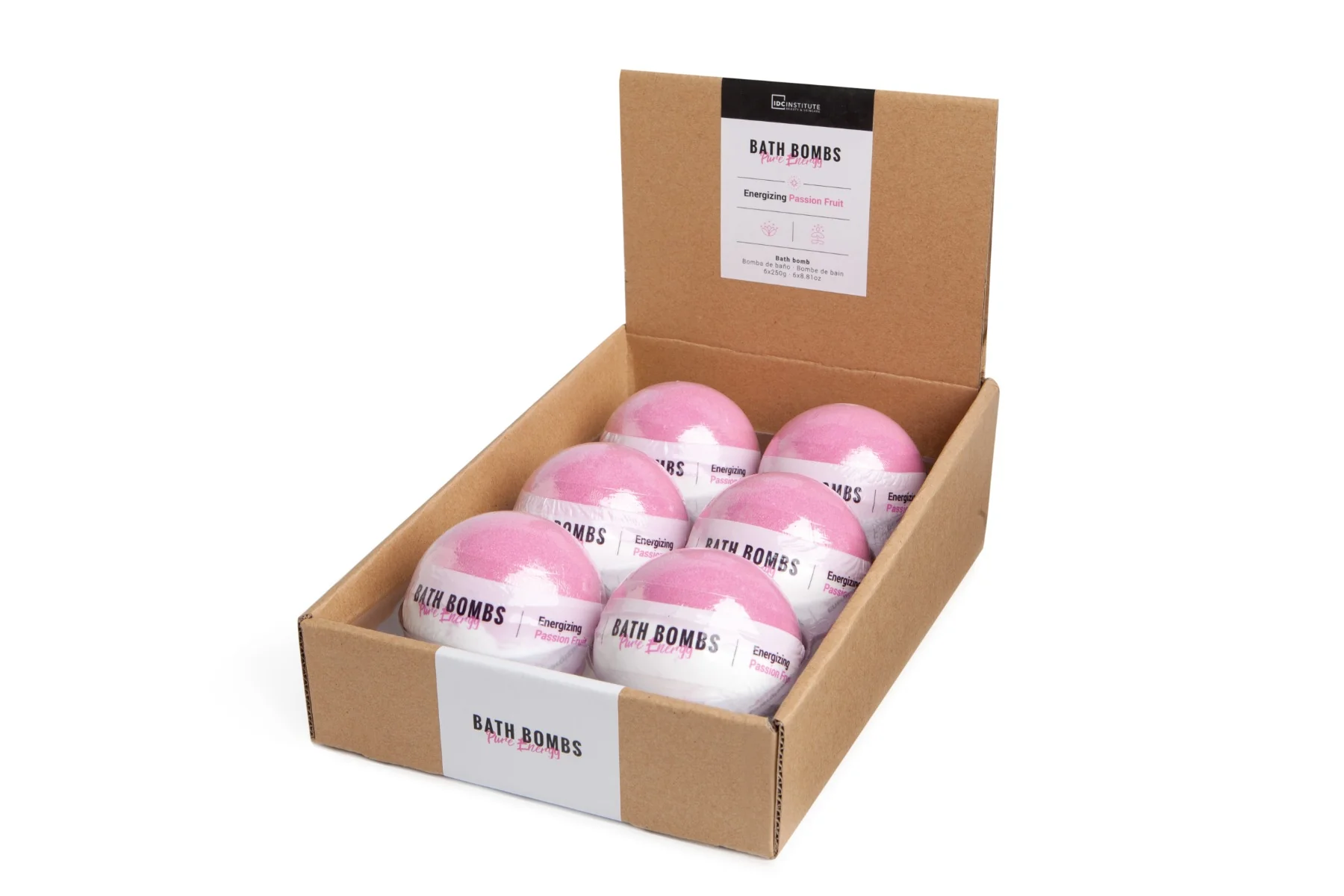 Bombe de baie Pure Energy Passion Fruit, 6 x 250g, IDC Institute 