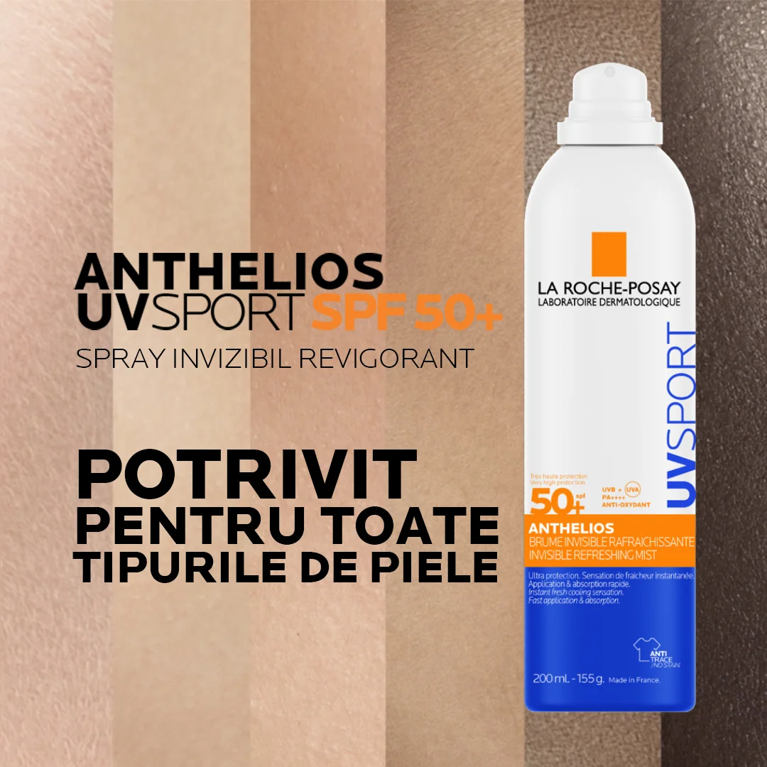 Spray invizibil reimprospatant SPF50+ Anthelios UVSport, 200ml, La Roche-Posay
