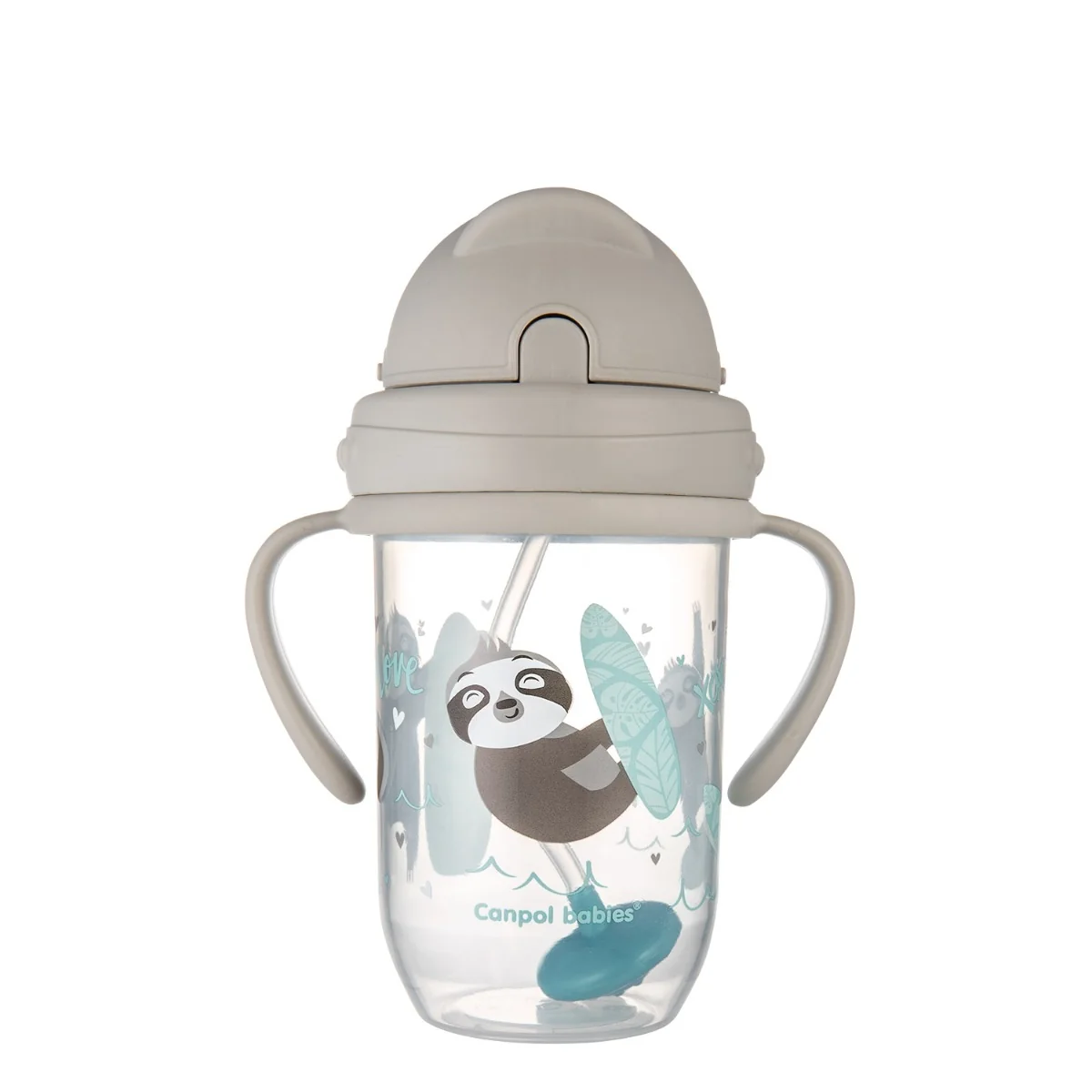 Cana anti-vasare cu pai Model Exotic 56/606_GREY, 270ml, Canpol babies