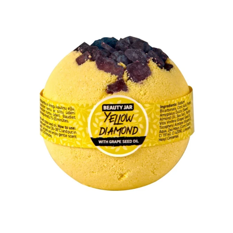 Bila de baie cu ulei de struguri si cristale de baie Yellow Diamond, 150g, Beauty Jar
