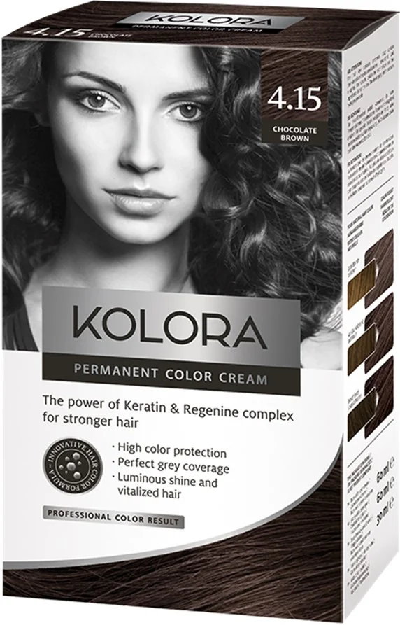 Vopsea de par Kolora 4.15 Chocolate Brown, 50ml, Aroma