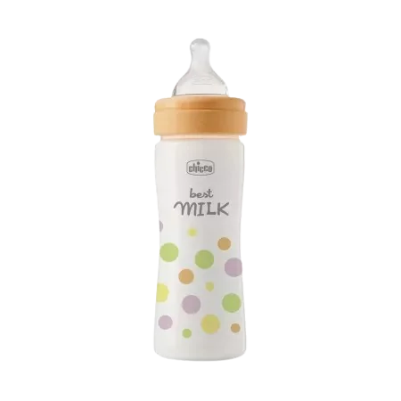 Biberon cu tetina din silicon si flux mediu Perfect Easy Fetite, 250ml, Chicco