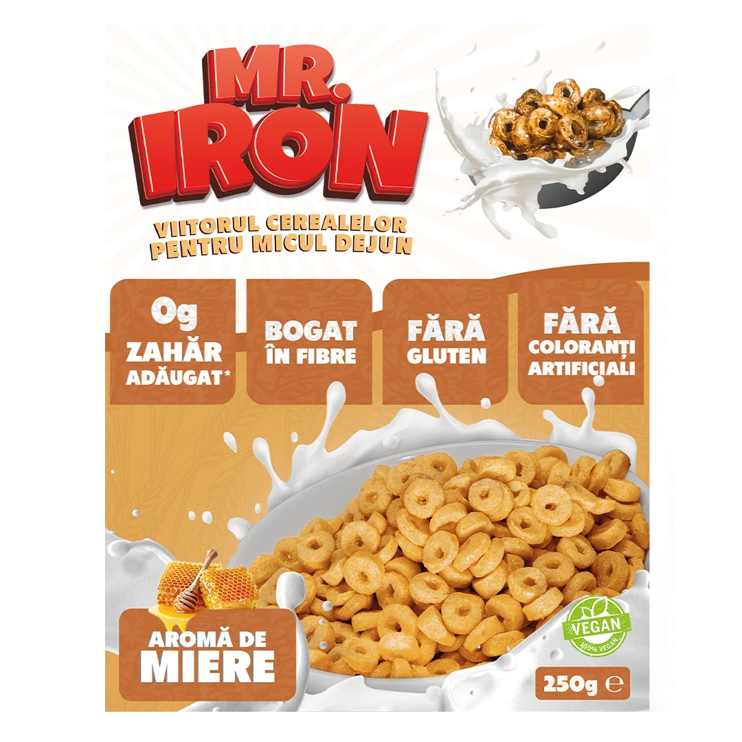 Cereale din ovaz fara zahar si fara gluten Miere inghetata, 250g, Mr. Iron