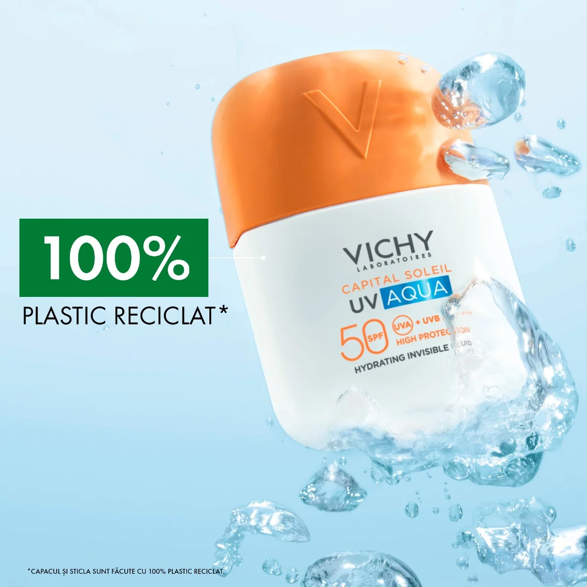 Fluid invizibil hidratant SPF 50 Capital Soleil UV AQUA, 50ml, Vichy