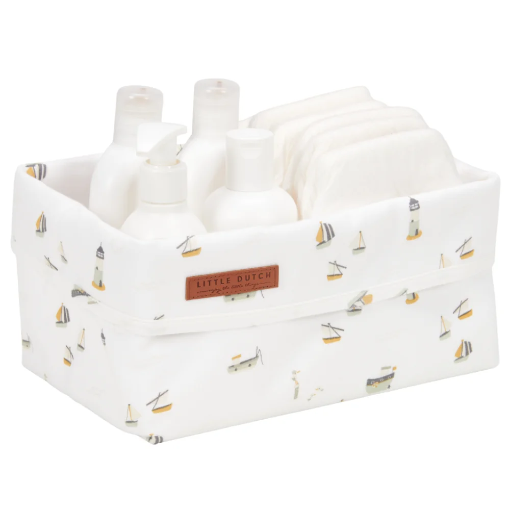 Cos de depozitare din bumbac Sailor's Bay White, 1 bucata, Little Dutch