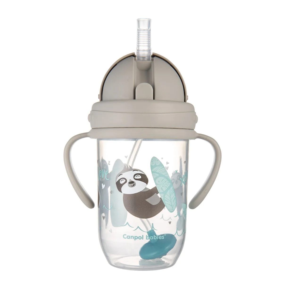 Cana anti-vasare cu pai Model Exotic 56/606_GREY, 270ml, Canpol babies