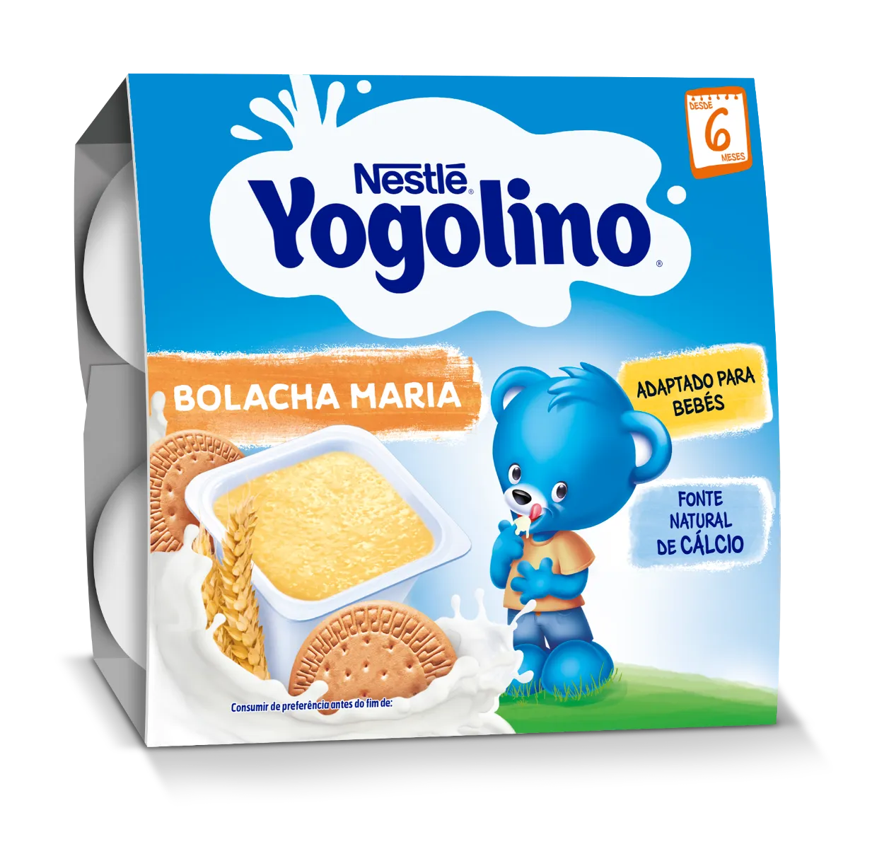 Gustare gris cu lapte si biscuiti Yogolino, 4 x 100g, Nestle 