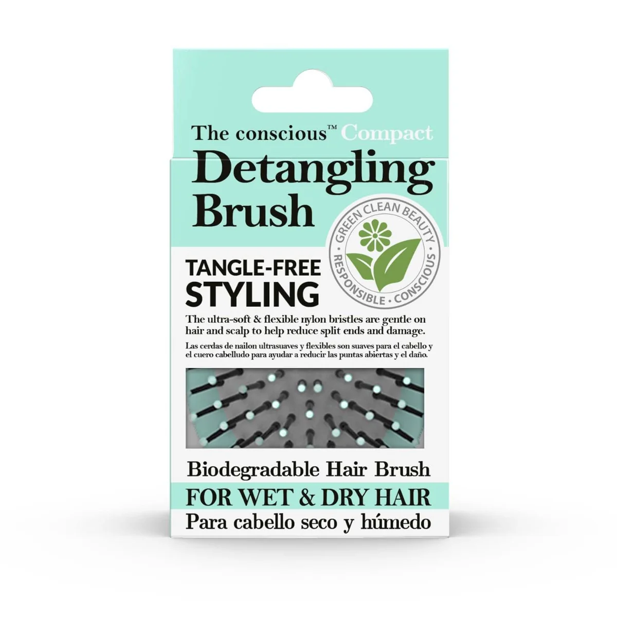 Perie compacta pentru descurcarea parului Verde-Menta, 1 bucata, The conscious