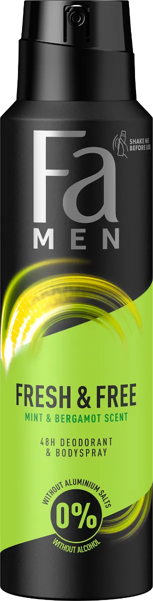 Deodorant spray cu mint si bergamot Fresh & Free Men, 150ml, Fa