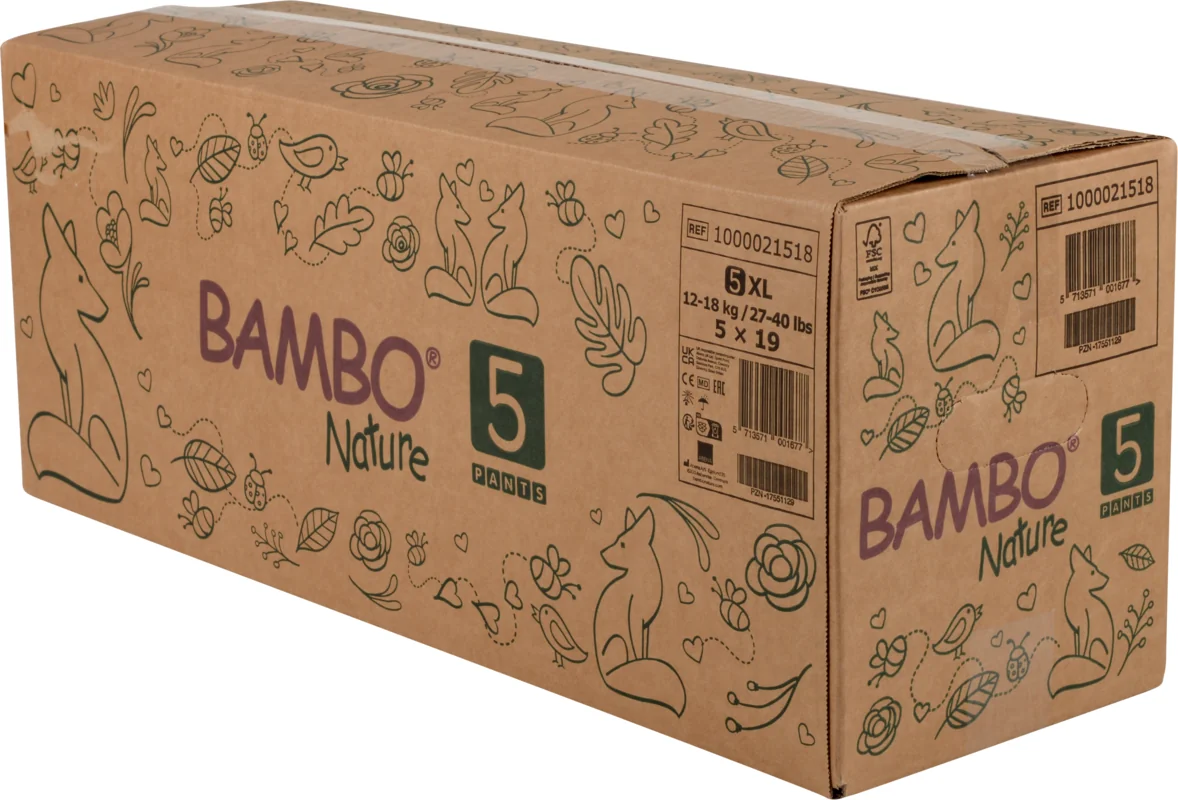 Scutece Eco Paper Bag Pants Marimea Nr. 5 pentru 11-17kg, 95 bucati, Bambo Nature