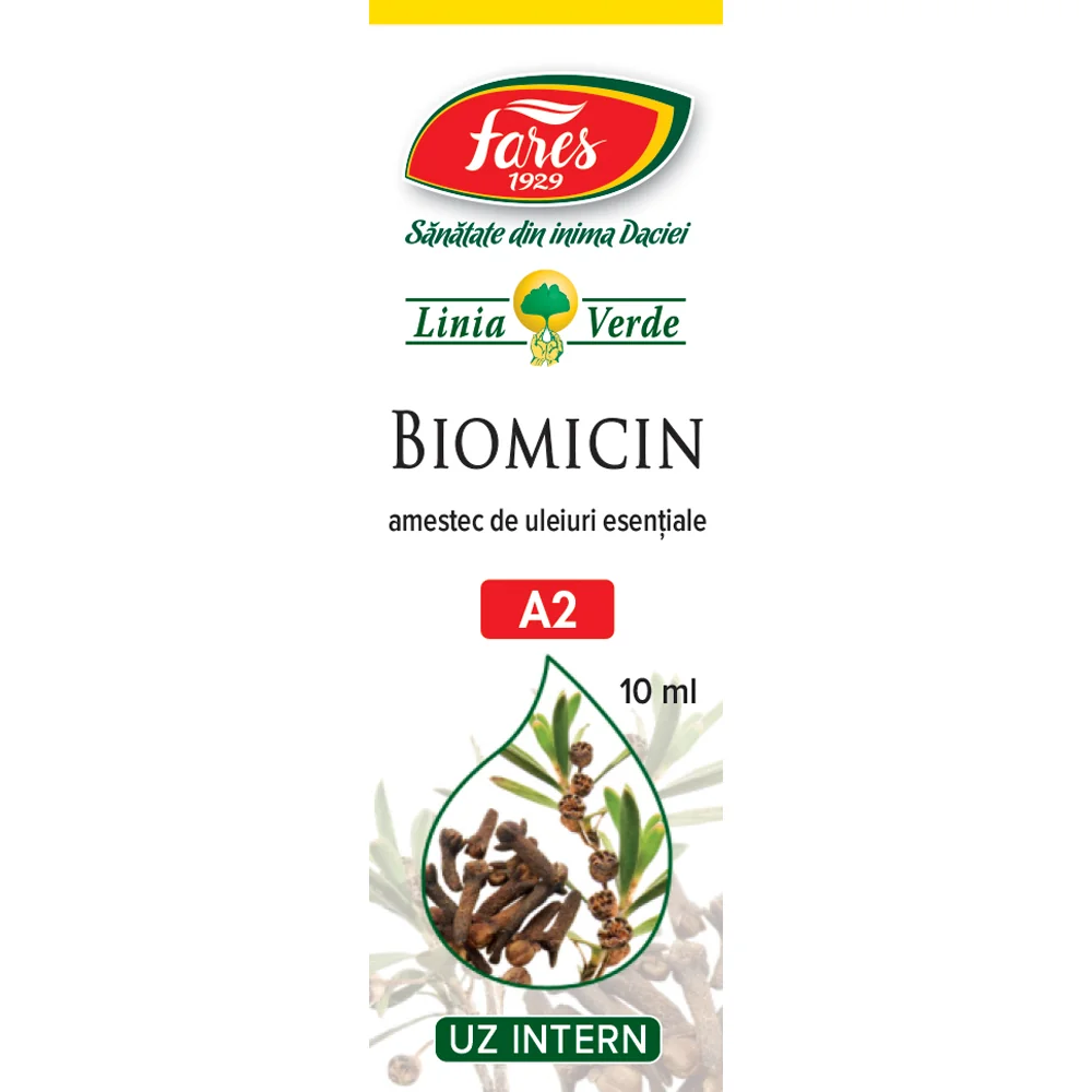 Biomicin solutie cu uleiuri esentiale A2, 10ml, Fares
