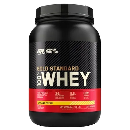 Proteine din zer ON 100% Whey Gold Standard Banane, 908g, Optimum Nutrition