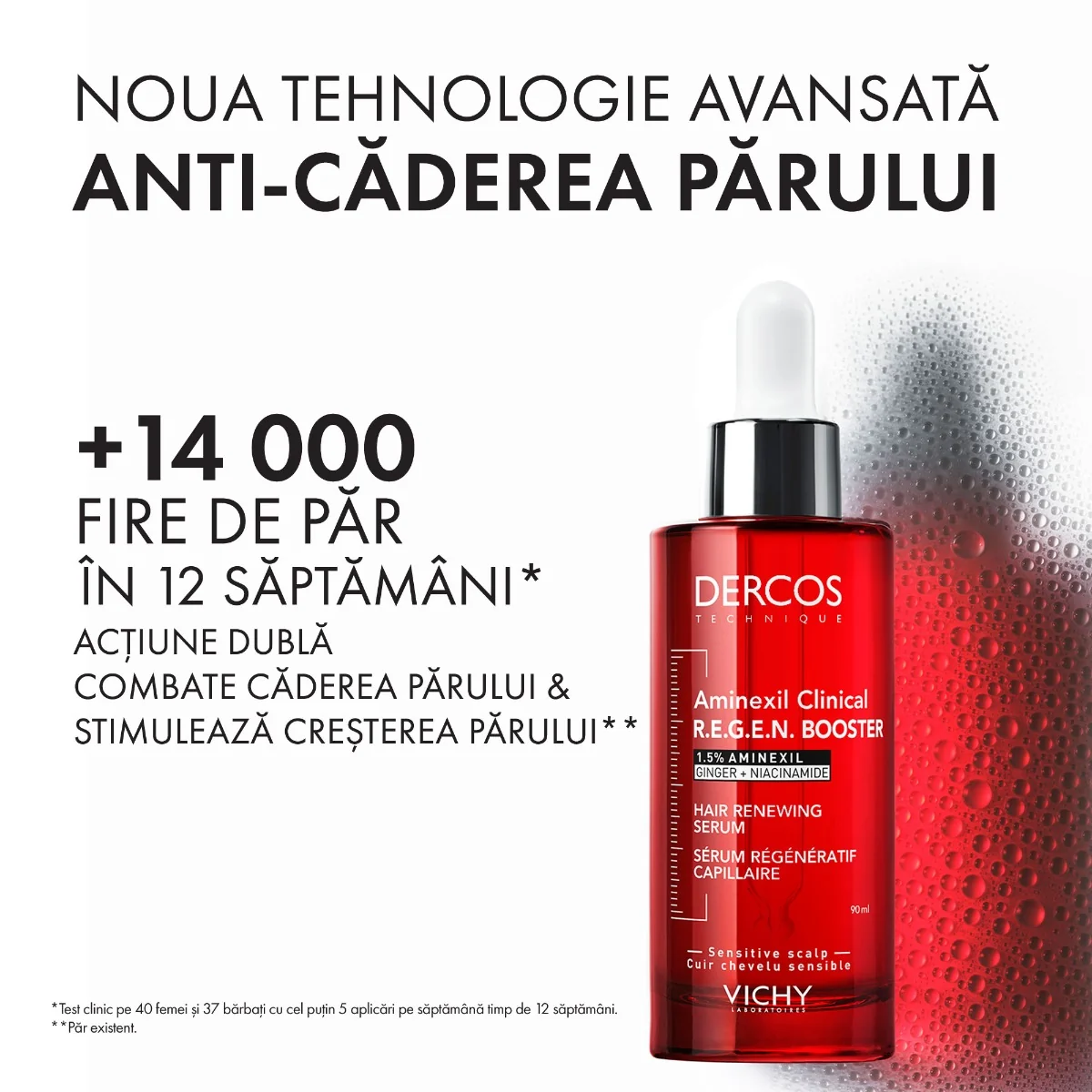 Serum capilar cu efect de regenerare Aminexil Clinical R.E.G.E.N Booster Dercos, 90ml, Vichy