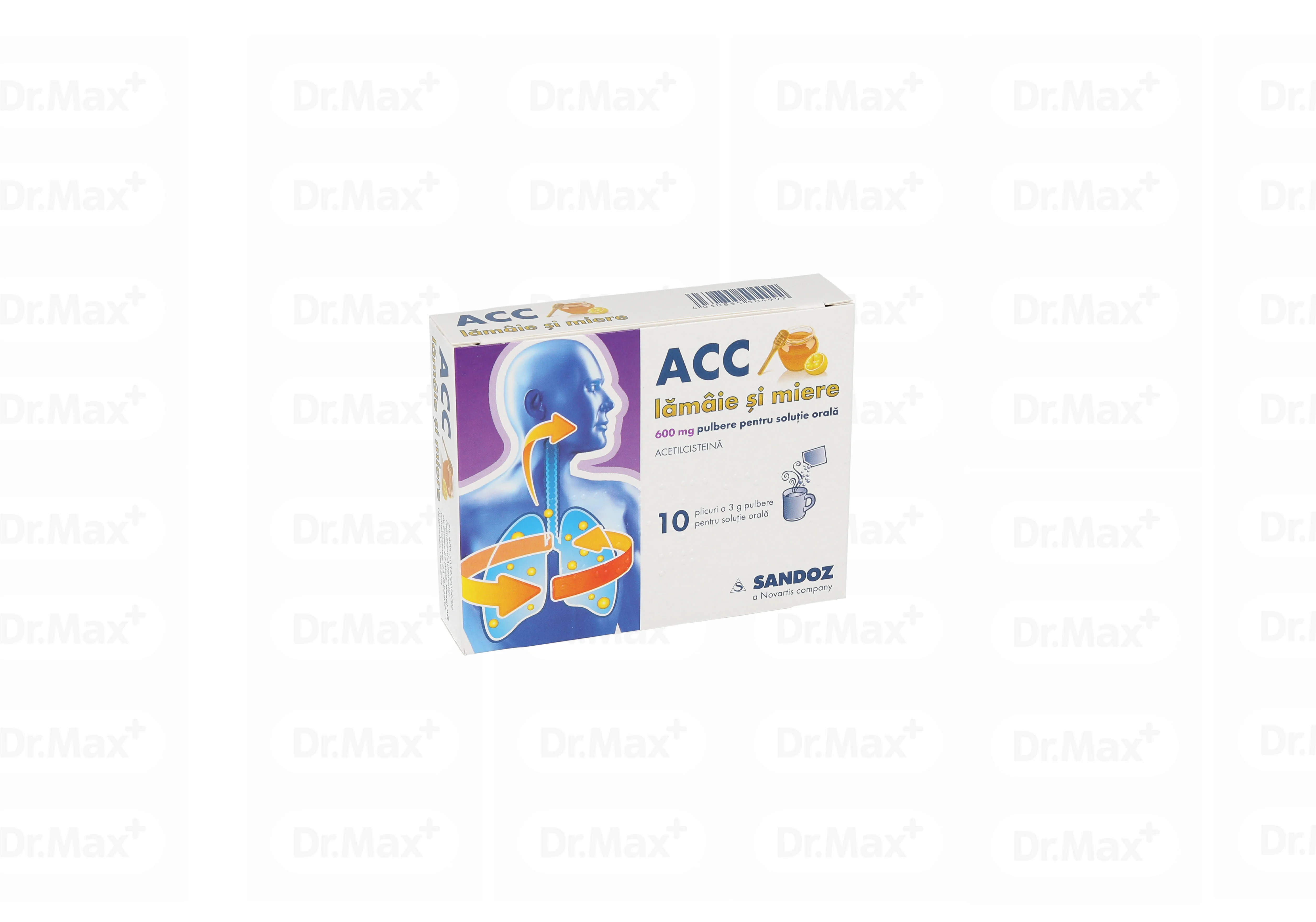 ACC cu lamaie si miere 600 mg, 10 plicuri, Sandoz