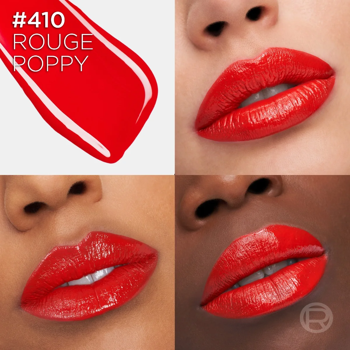 Ruj lichid cu stralucire de lac Infaillible Laque Resistance 410 Rouge Poppy, 4.3ml, L'Oreal Paris