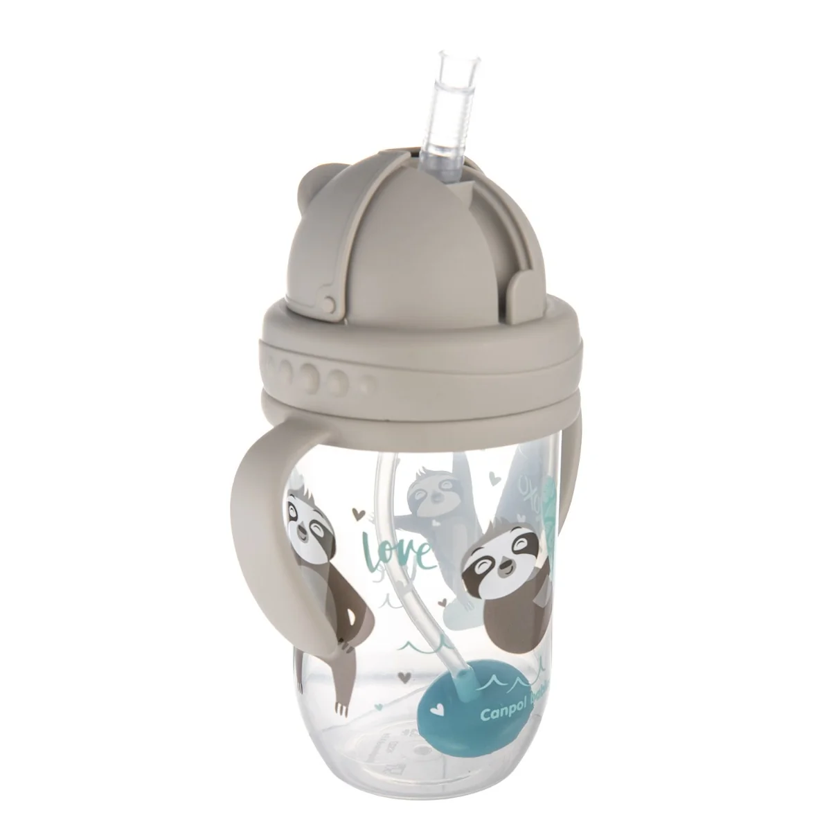 Cana anti-vasare cu pai Model Exotic 56/606_GREY, 270ml, Canpol babies