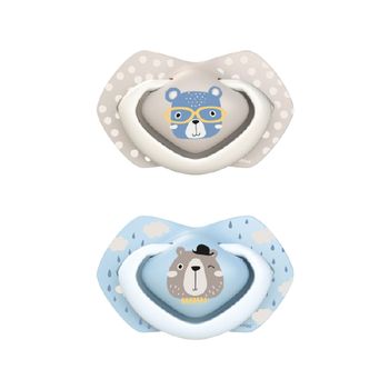 Suzeta albastra din silicon 6-18 luni Bonjour Paris, 2 bucati, Canpol babies 