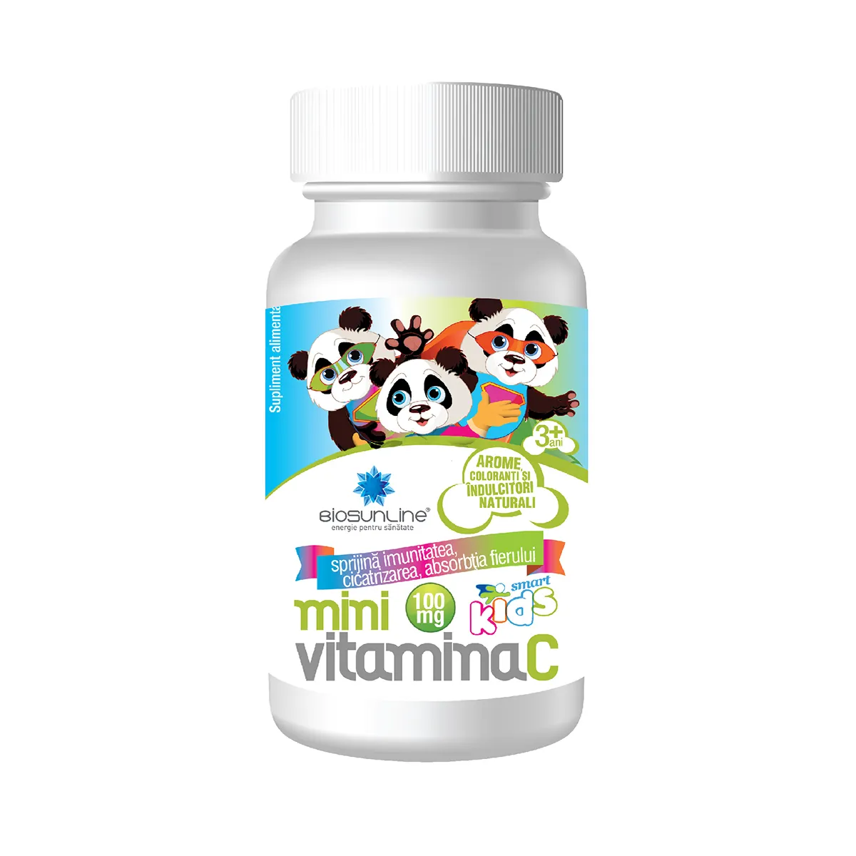Mini Vitamina C pentru copii 100mg, 30 comprimate de supt, BioSunLine