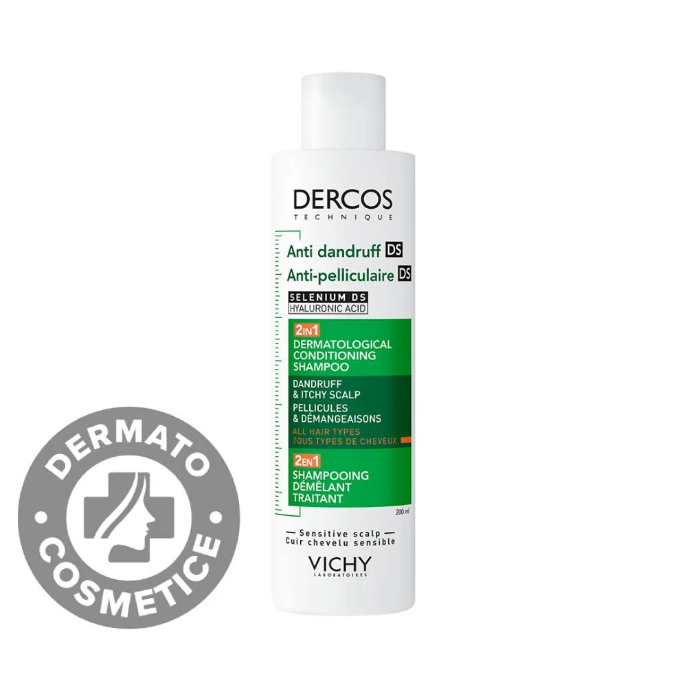 Sampon si balsam 2 in 1 anti-matreata pentru toate tipurile de par Dercos, 200ml, Vichy