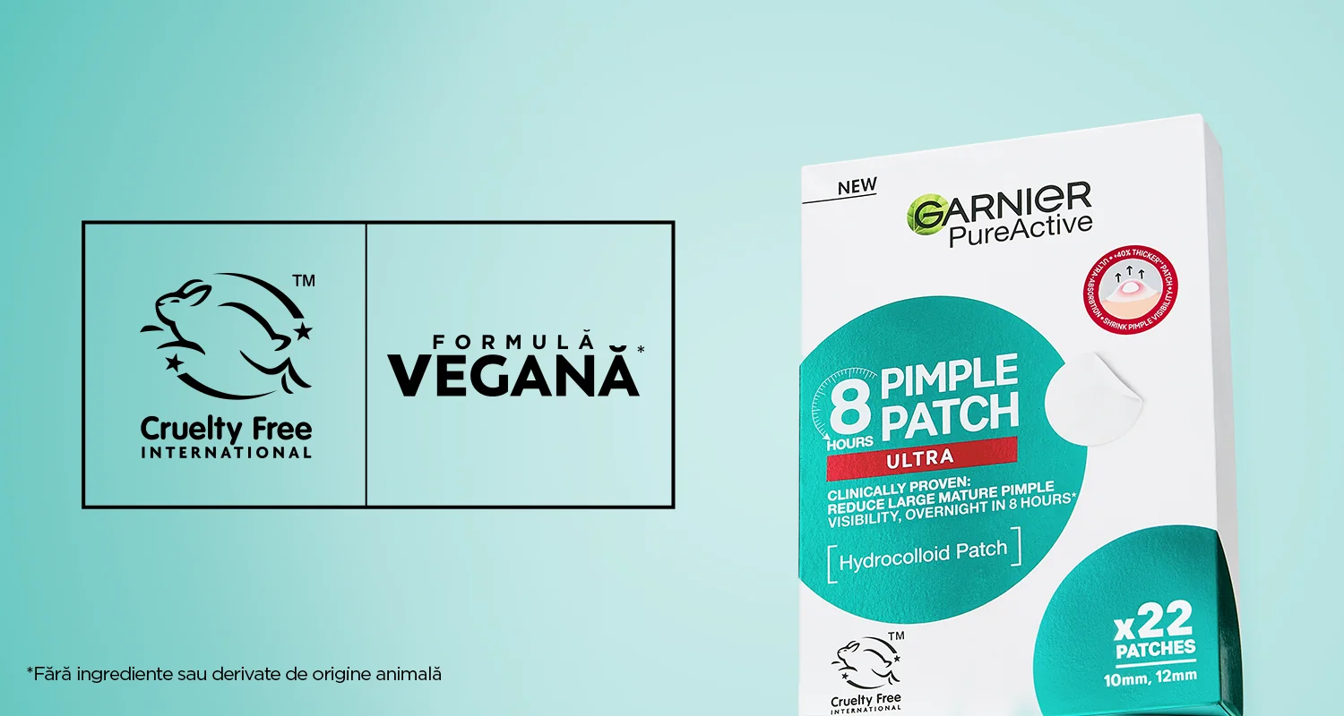 Plasturi pentru cosuri Garnier Pure Active Pimple Patch Ultra, formula vegana si cruelty free. Plasturi pentru cosuri Garnier Pure Active Pimple Patch Ultra, formula vegana si cruelty free.