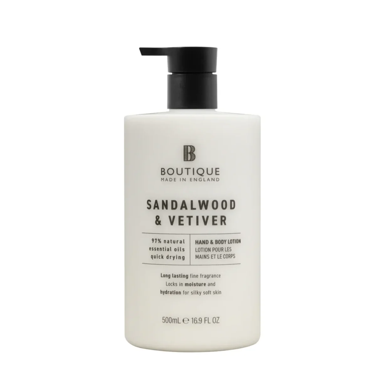 Lotiune pentru maini si corp cu parfum de Lemn de Santal & Vetiver, 500ml, Boutique