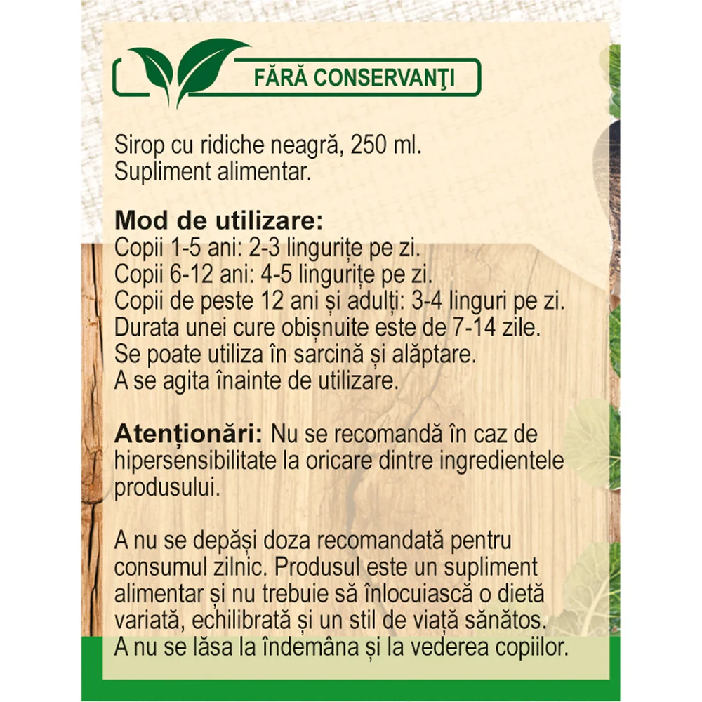 Sirop Ridiche neagra, 250ml, Fares