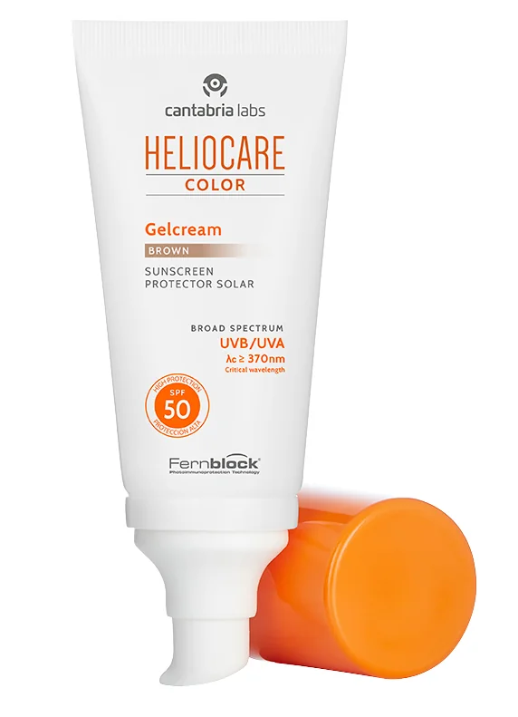 Gel crema protectie solara cu SPF50+ Color Brown Heliocare, 50ml, Cantabria Labs
