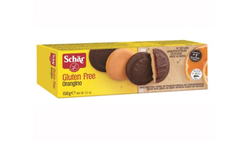 Biscuiti fara gluten cu jeleu de portocale Orangino, 150g, Schar