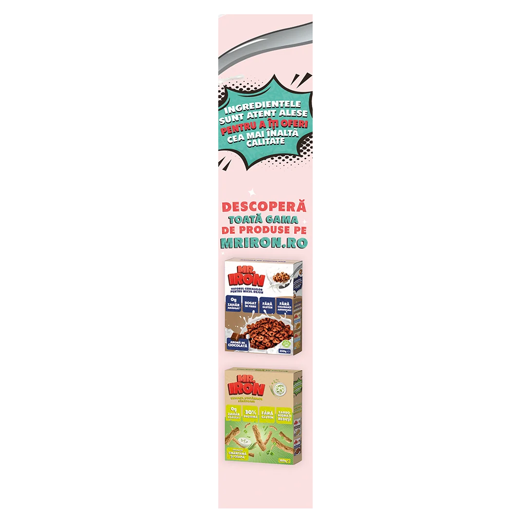 Cereale cu 30% proteina fara zahar low-carb gluten free si vegane Capsuni si Mar, 250g, Mr. Iron