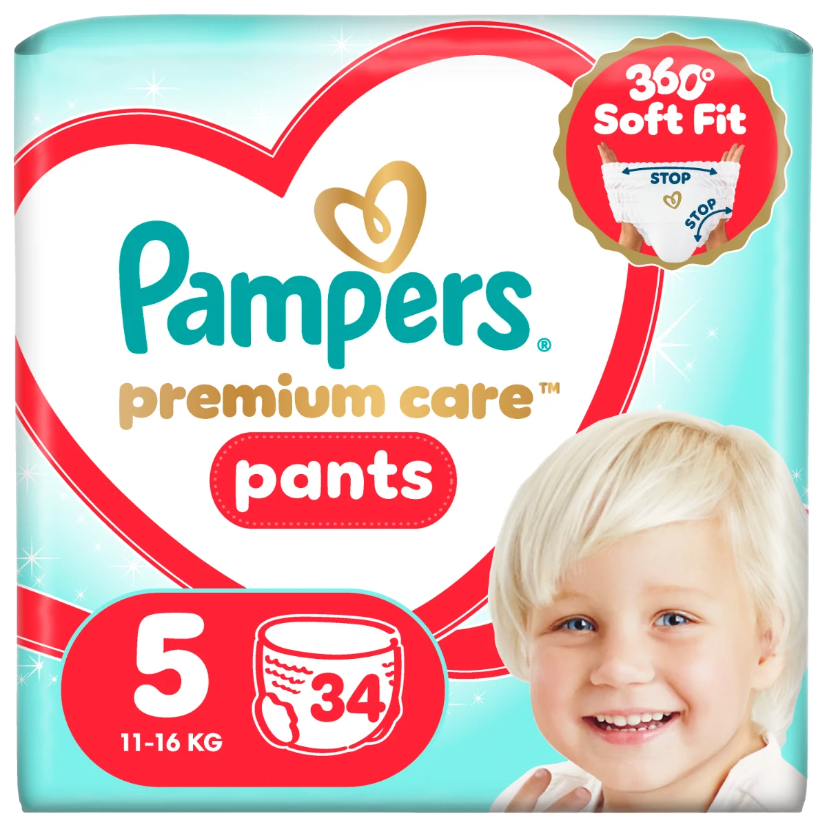 Scutece-chilotel Premium Care Pants Nr.5 12-17kg, 34 bucati, Pampers
