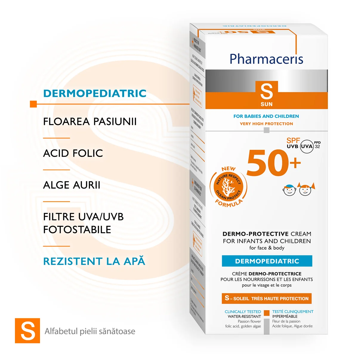Crema de corp si fata cu protectie solara pentru bebelusi si copii SPF50+ S, 125ml, Pharmaceris