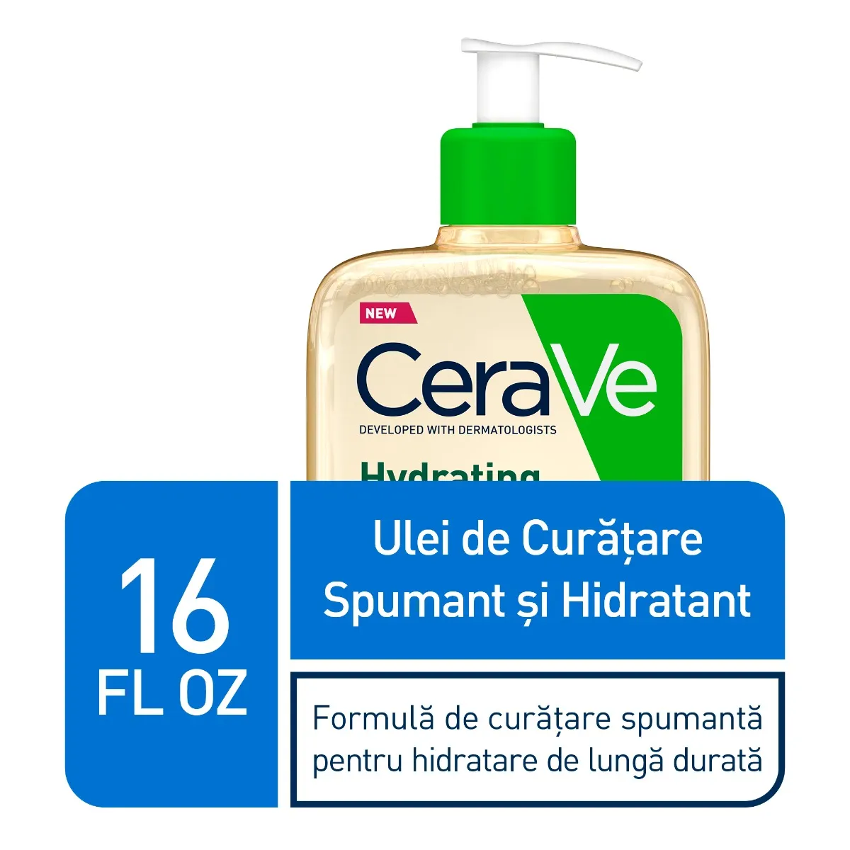 Ulei de curatare spumant si hidratant fata si corp pentru piele normala si uscata, 473ml, CeraVe 