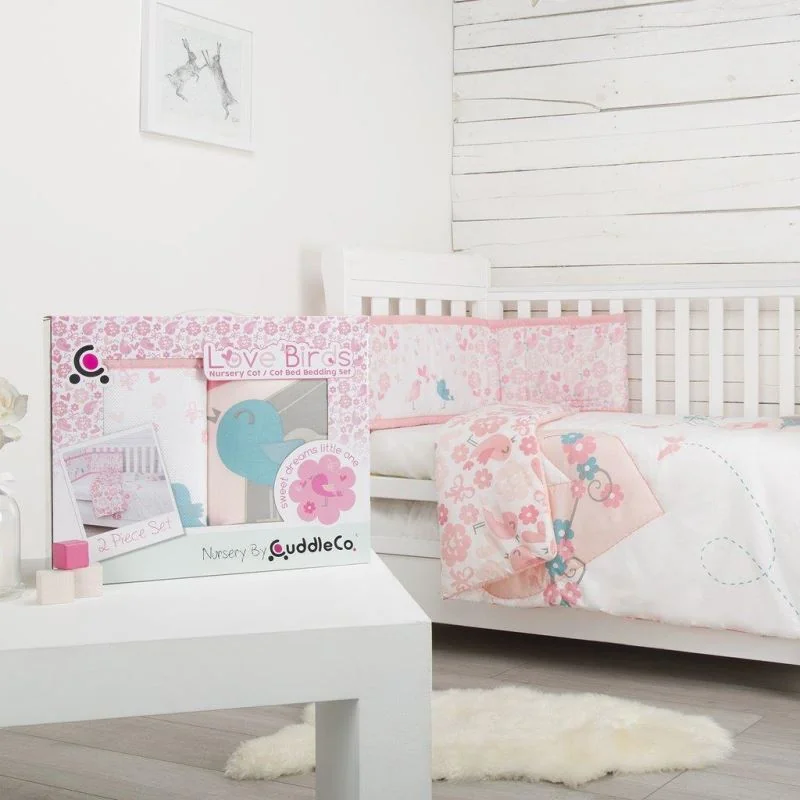 Set de pat pentru bebelusi Comfi-Dreams Lovebirds 843022, 2 bucati, CuddleCo