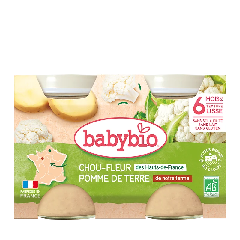 Piure de conopida si cartofi Bio, 2 x 130g, BabyBio