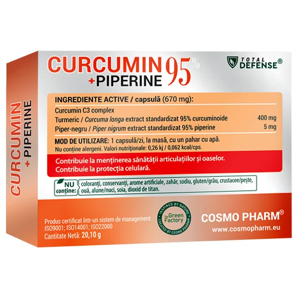 Curcumin + Piperine 95%, 30 capsule, Cosmopharm