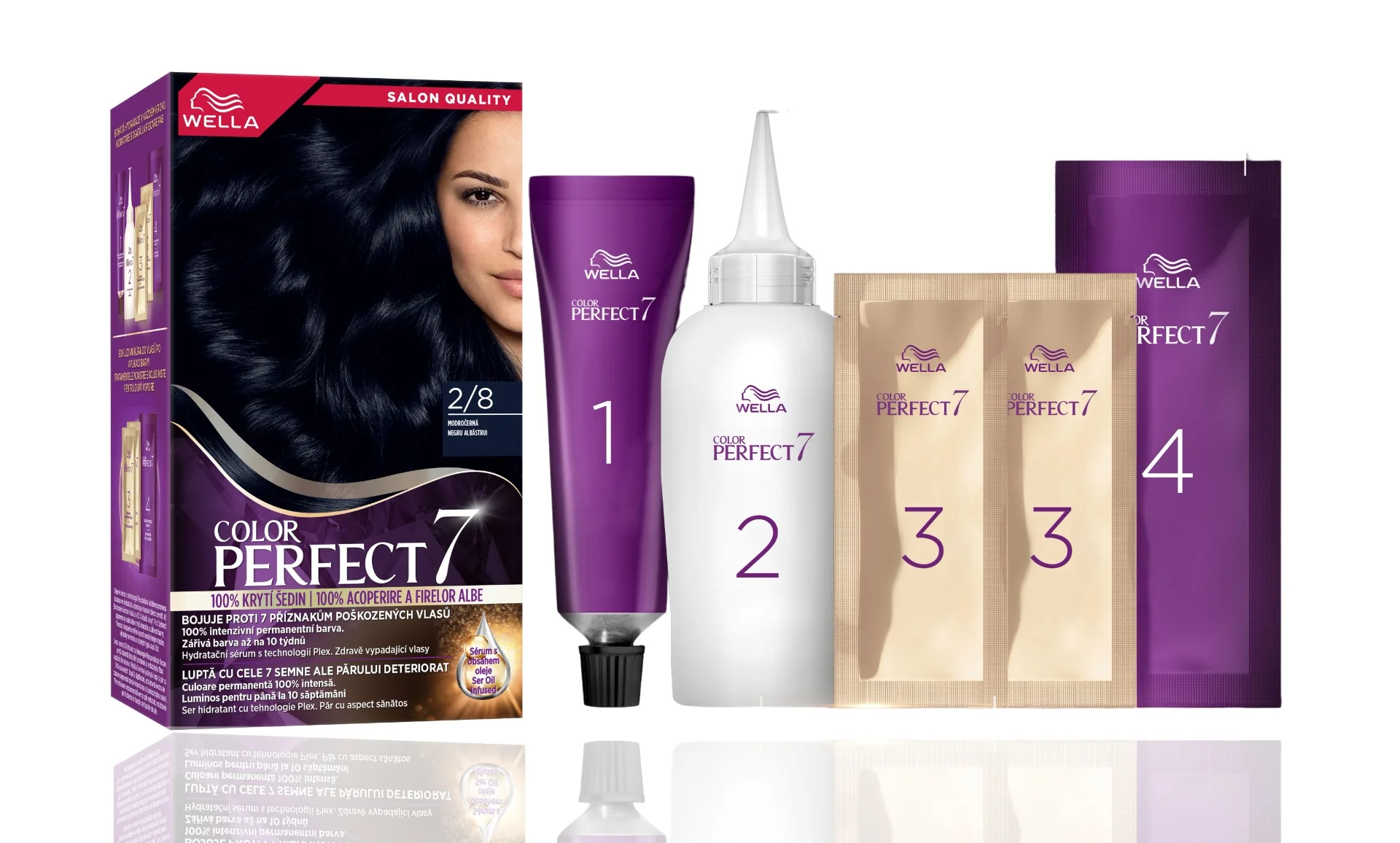 Vopsea de par permanenta Negru Albastrui 2/8 Color Perfect, 135ml, Wella