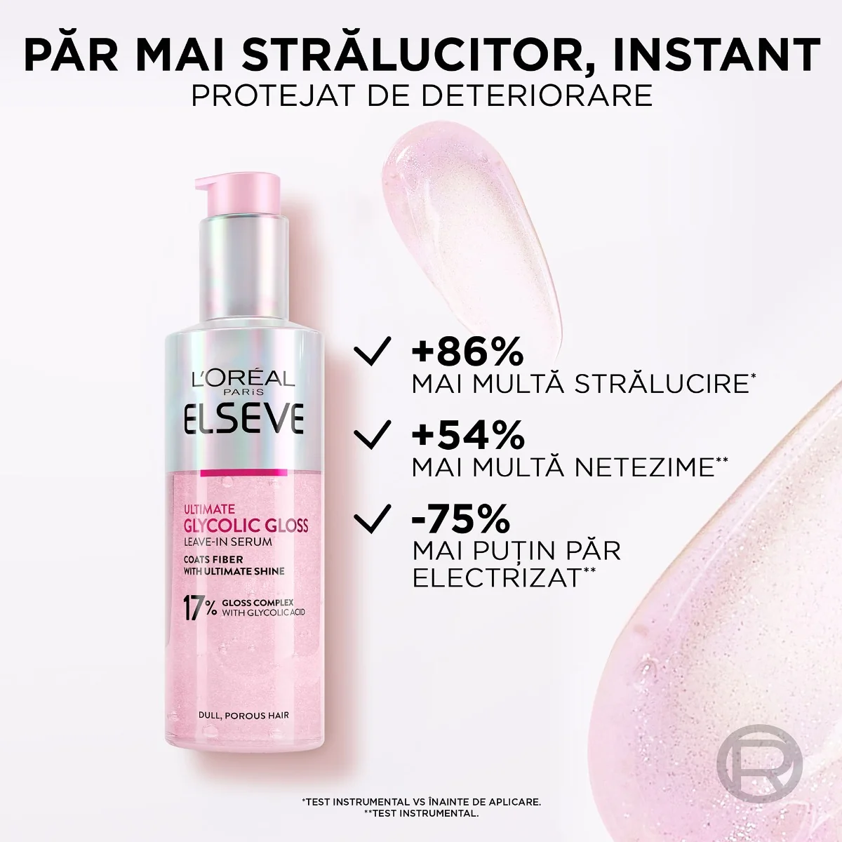 Serum pentru stralucirea parului fara clatire Glycolic Gloss Ultimate, 150ml, Elseve