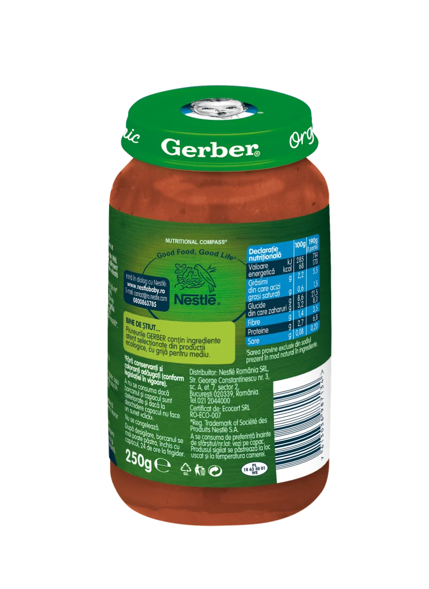 Spaghete integrale cu carne de vita +12 luni, 250g, Gerber
