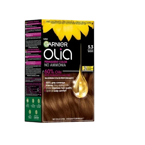 Vopsea de par permanenta fara amoniac 5.3 Golden Brown Olia, 174ml, Garnier