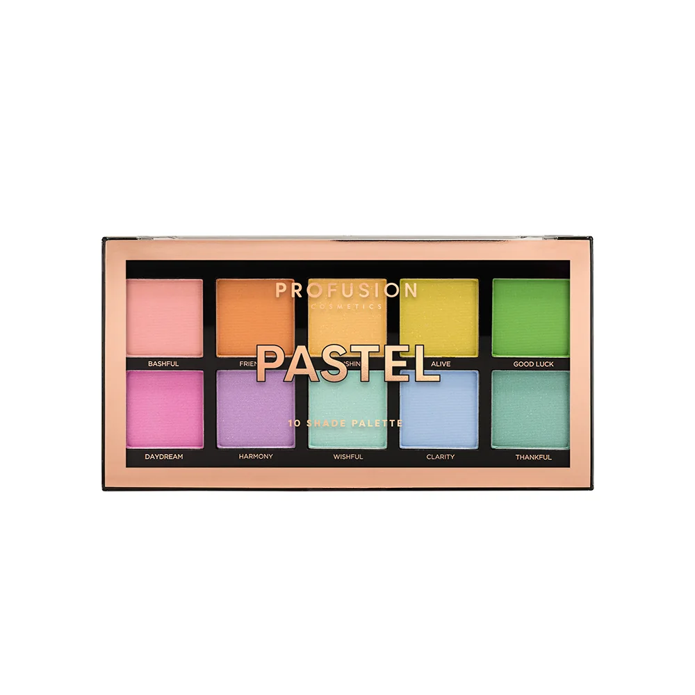 Paleta de farduri vegane cu 10 nuante Pastel, 103g, Profusion Cosmetics