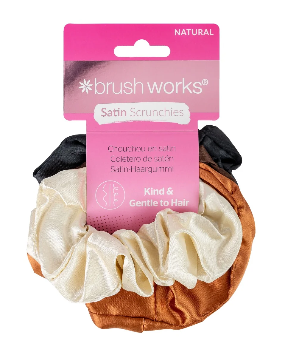 Set 4 elastice de par din satin natural, 1 bucata, Brushworks