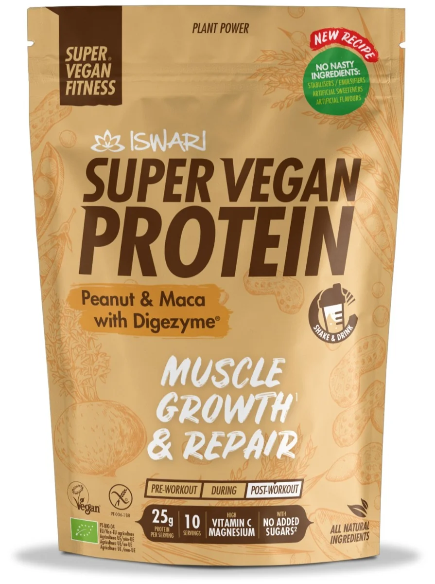 Proteina Super Vegana bio arahide si maca, 400g, Iswari 