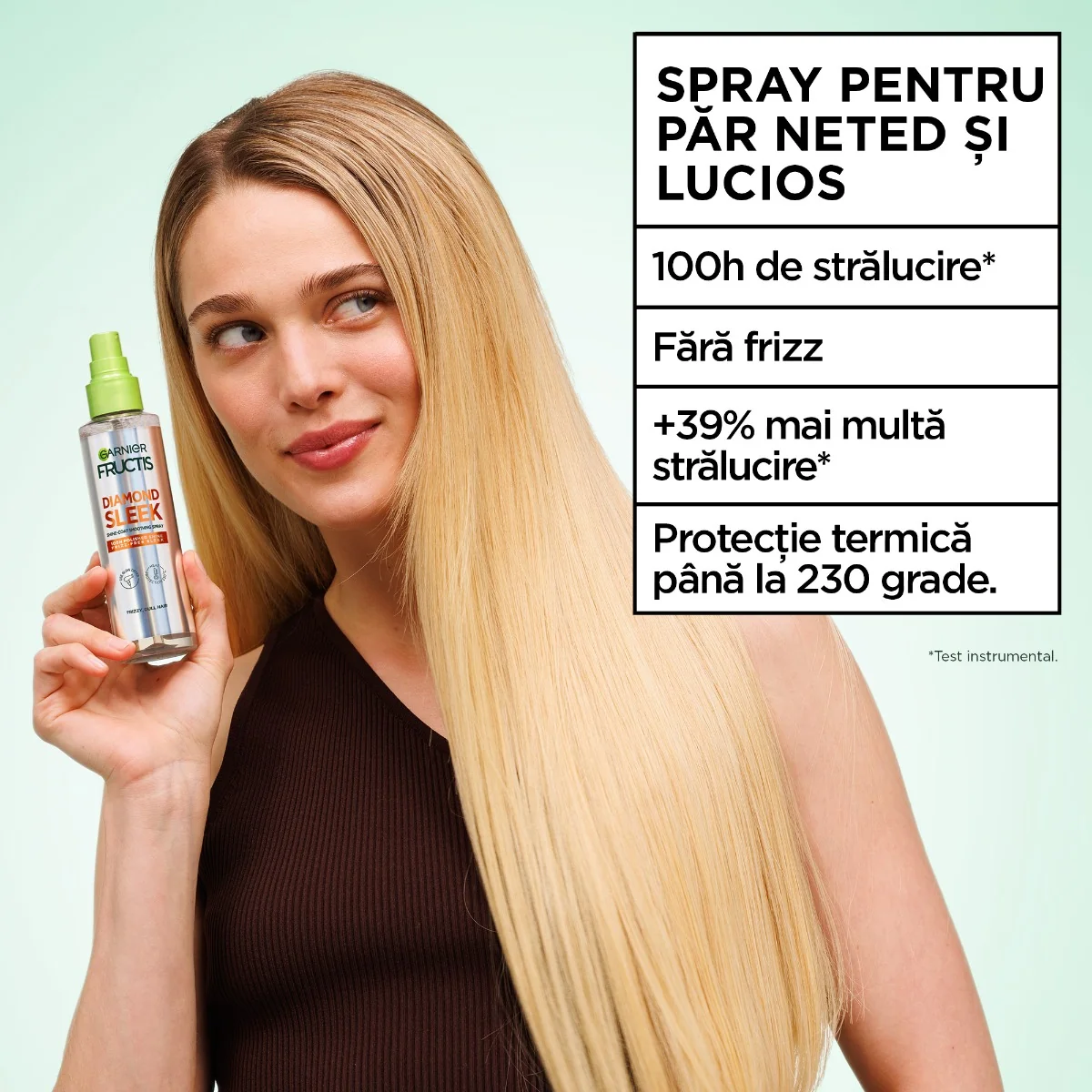 Spray cu protectie termica pentru stralucirea parului Diamond Sleek, 150ml, Garnier 