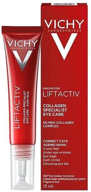 Crema antirid pentru stimularea productiei de colagen din jurul ochilor Liftactiv Collagen Specialist 16, 15ml, Vichy