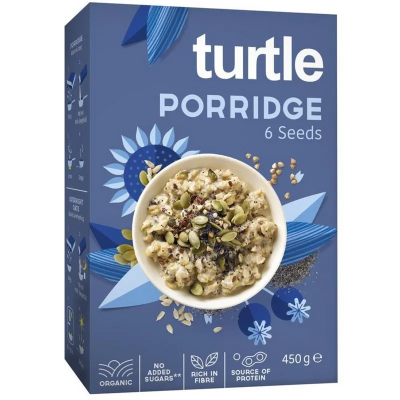 Cereale eco cu 6 tipuri de seminte, 450g, Turtle